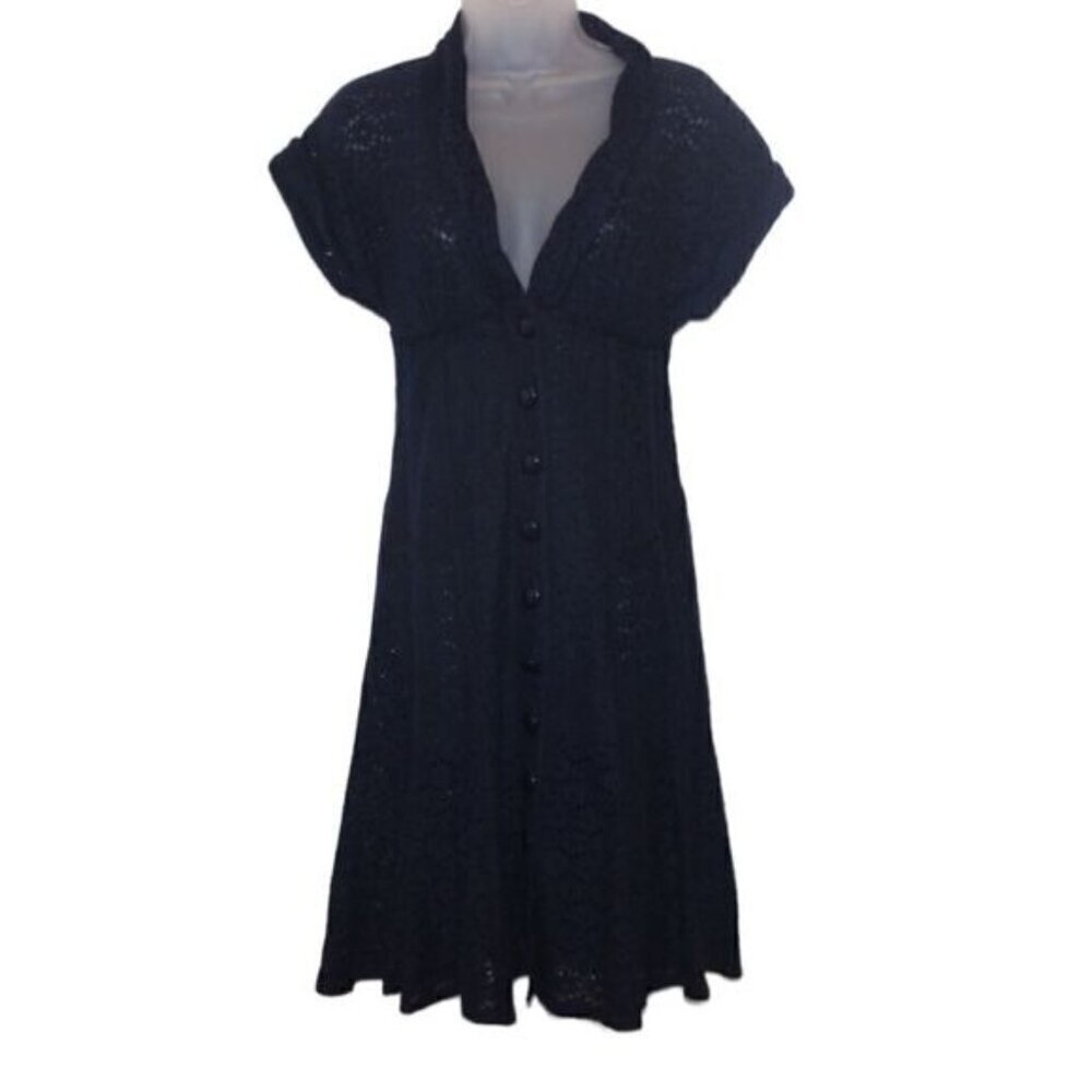 Nanette Leopore Blue Eyelet Short Sleeve Dress Women Size 2